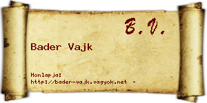 Bader Vajk névjegykártya